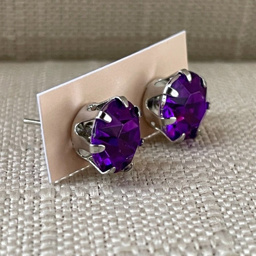 Women Stud Earrings Purple Faux Stone Fashion Ear Jewelry Earrings New - Picture 3 of 8
